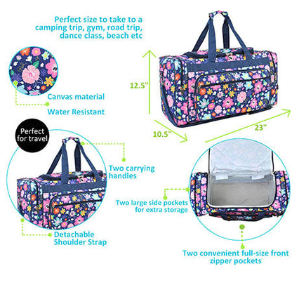 Lilac Floral Canvas 23" Duffle Bag