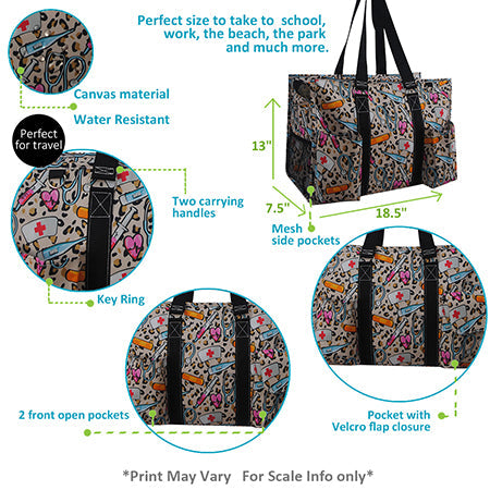 18" Wild Nurse Zippered Caddy Large Organizer Tote Bag