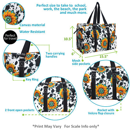 15" Sunflower Farm Zippered Caddy Organizer Tote Bag