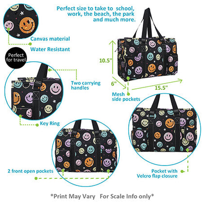 15" Smiley Faces Zippered Caddy Organizer Tote Bag