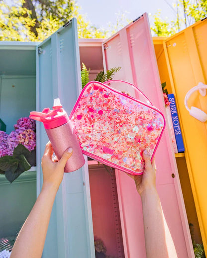 Hot Pink Glitter Confetti Backpack & Lunchbox Matching Set