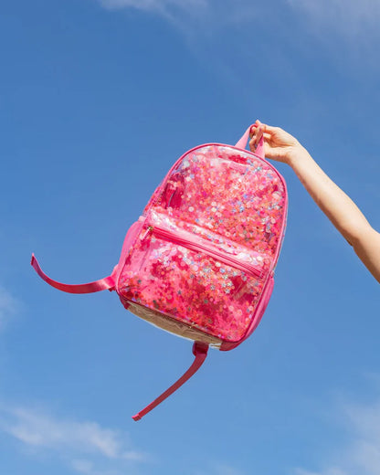 Hot Pink Glitter Confetti Backpack, Lunchbox & Pouch Matching Set