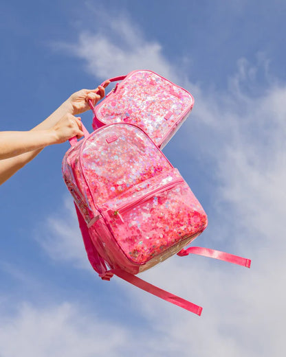 Hot Pink Glitter Confetti Backpack, Lunchbox & Pouch Matching Set