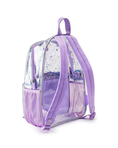 Purple Glitter Confetti Backpack, Lunchbox & Pouch Matching Set