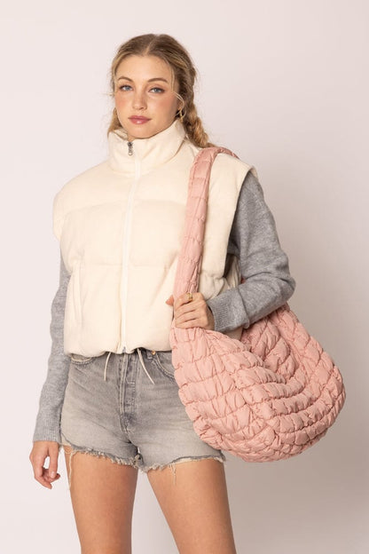 18" Extra Large Quilted Puffer Tote Bag