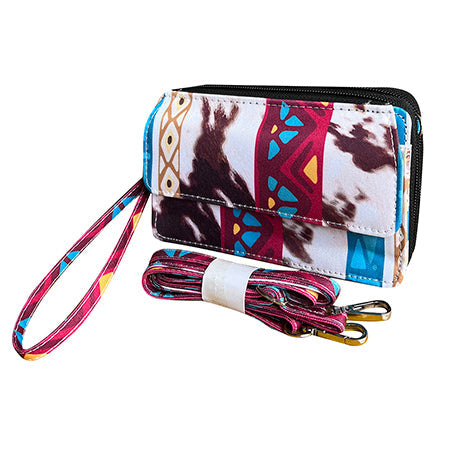 Aztec Cow Canvas All in One Wallet