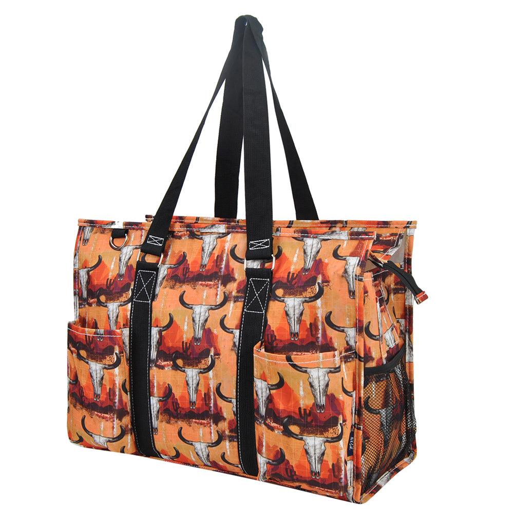 18" Rustic Horizon Zippered Caddy Large Organizer Tote Bag