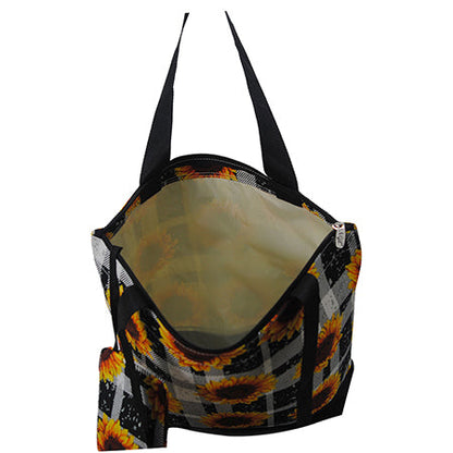 Sunflower Plaid Canvas Tote Bag