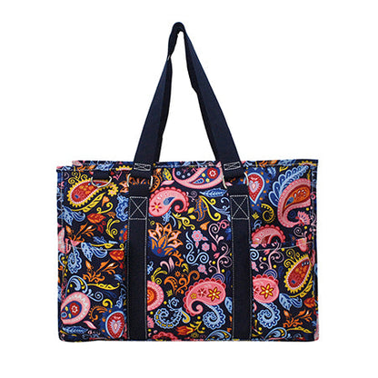 15" Paisley Whirl Zippered Caddy Organizer Tote Bag