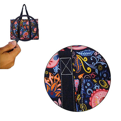 15" Paisley Whirl Zippered Caddy Organizer Tote Bag