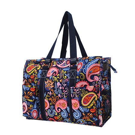 15" Paisley Whirl Zippered Caddy Organizer Tote Bag