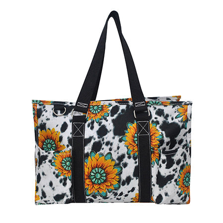 15" Sunflower Farm Zippered Caddy Organizer Tote Bag