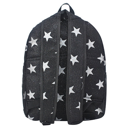 Black Glitter Super Star Canvas Backpack