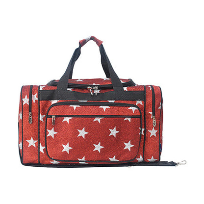 Red Glitter Super Star Canvas Carry on 20" Duffle Bag