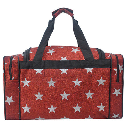 Red Glitter Super Star Canvas Carry on 20" Duffle Bag