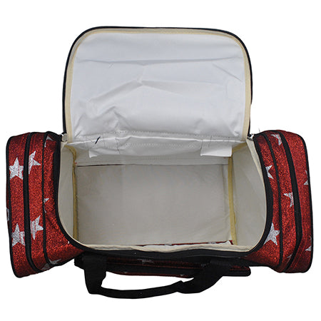 Red Glitter Super Star Canvas Carry on 20" Duffle Bag