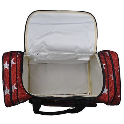 Red Glitter Super Star Canvas Carry on 20" Duffle Bag