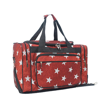 Red Glitter Super Star Canvas Carry on 20" Duffle Bag