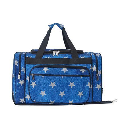 Royal Blue Glitter Super Star Canvas 20" Duffle Bag