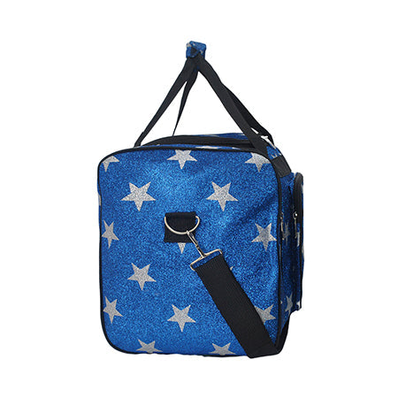 Royal Blue Glitter Super Star Canvas 20" Duffle Bag