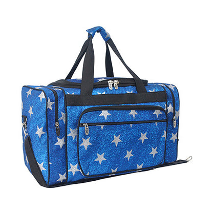 Royal Blue Glitter Super Star Canvas 20" Duffle Bag