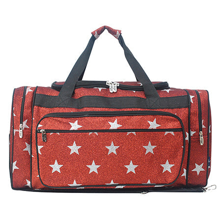 Red Glitter Super Star Canvas 23" Duffle Bag