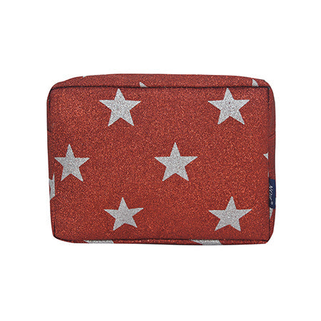 Red Glitter Super Star Large Cosmetic Travel Pouch