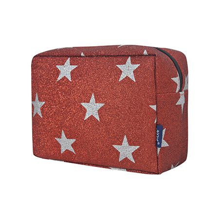 Red Glitter Super Star Large Cosmetic Travel Pouch