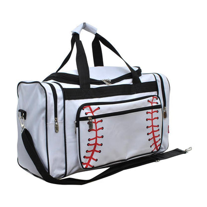 Baseball White Canvas 20" Duffle Bag