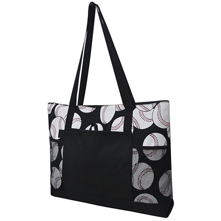 Baseball Mesh Side Pocket Tote Bag