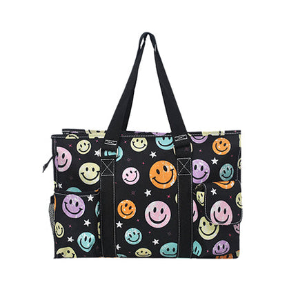 15" Smiley Faces Zippered Caddy Organizer Tote Bag