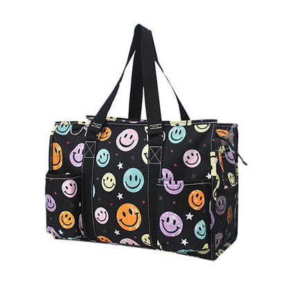 15" Smiley Faces Zippered Caddy Organizer Tote Bag