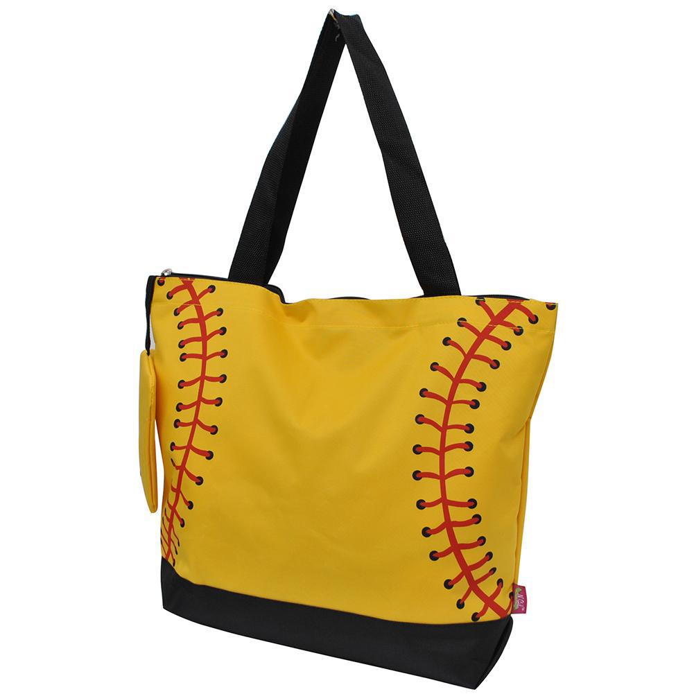 Softball Yellow Canvas Tote Bag