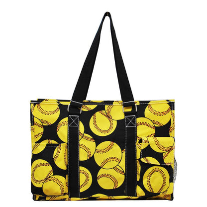 15" Softball Zippered Caddy Organizer Tote Bag