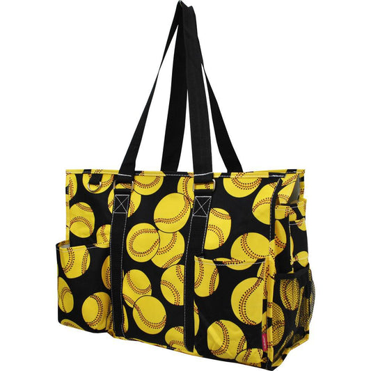 18" Softball Zippered Caddy Large Organizer Tote Bag