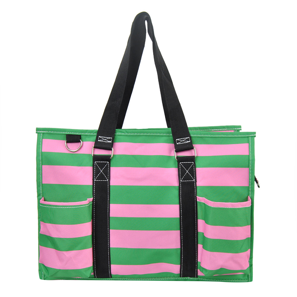 15" Pink Peppermint Zippered Caddy Organizer Tote Bag