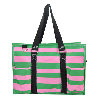 15" Pink Peppermint Zippered Caddy Organizer Tote Bag