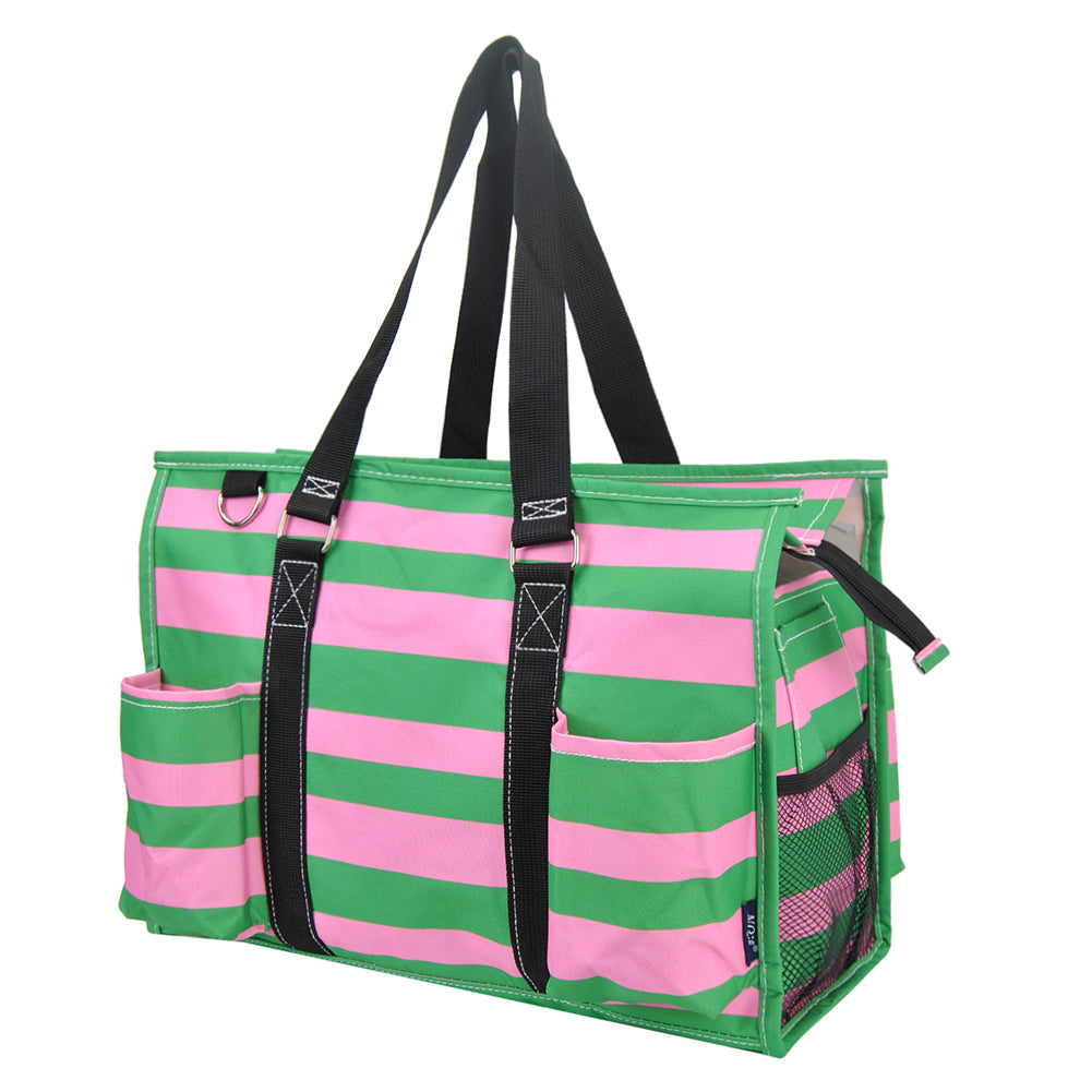 15" Pink Peppermint Zippered Caddy Organizer Tote Bag