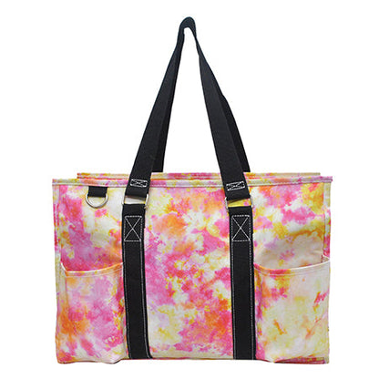 15" Tropical Tie Dye Zippered Caddy Organizer Tote Bag