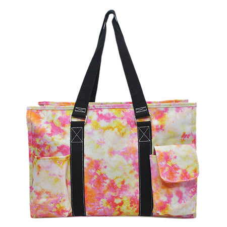 15" Tropical Tie Dye Zippered Caddy Organizer Tote Bag