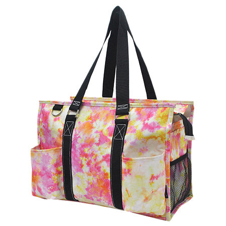 15" Tropical Tie Dye Zippered Caddy Organizer Tote Bag