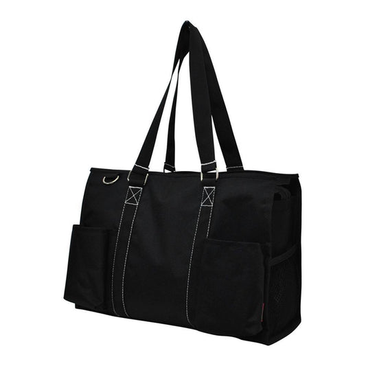 15" Solid Color Black Zippered Caddy Organizer Tote Bag