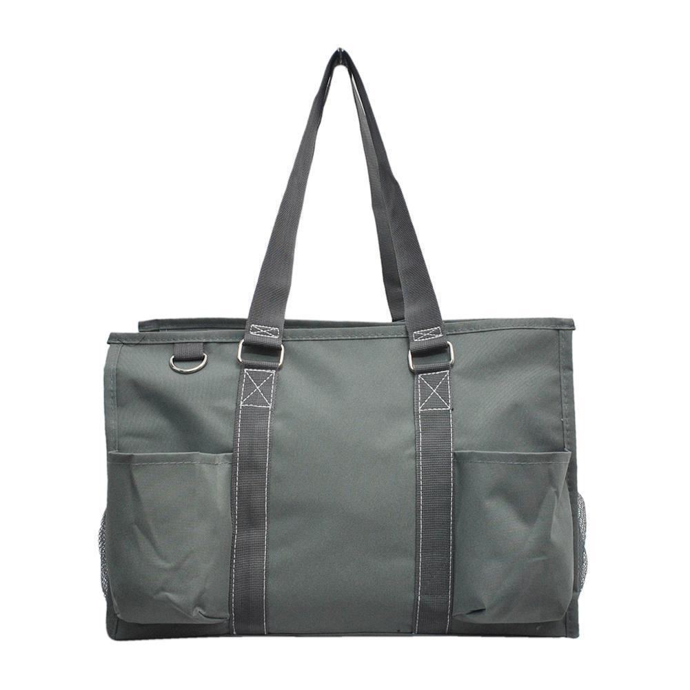 15" Solid Color Gray Zippered Caddy Organizer Tote Bag