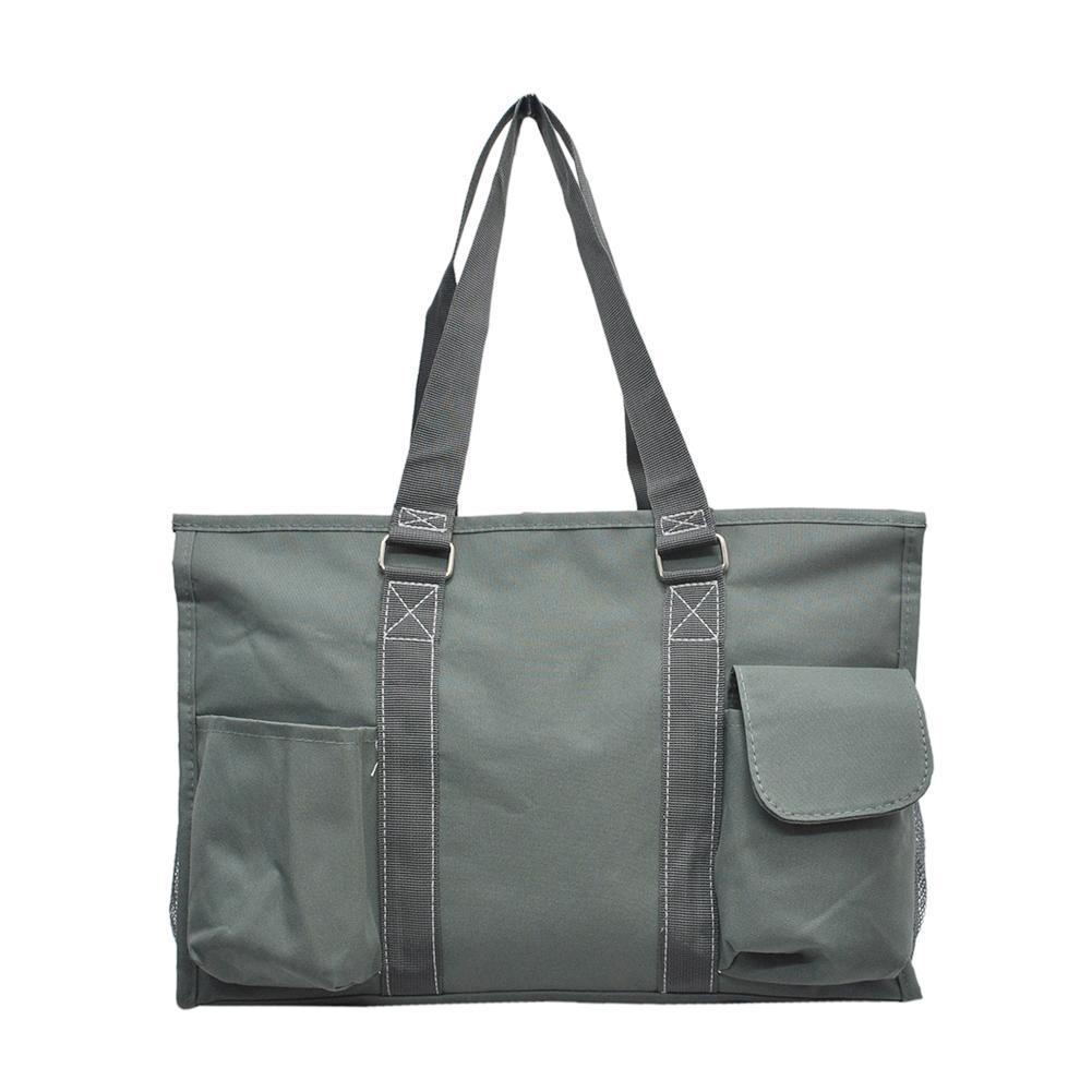 15" Solid Color Gray Zippered Caddy Organizer Tote Bag