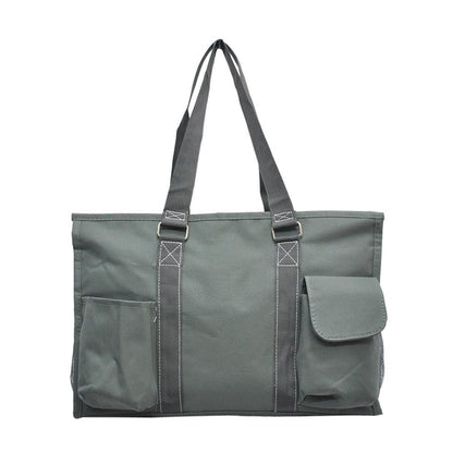 15" Solid Color Gray Zippered Caddy Organizer Tote Bag