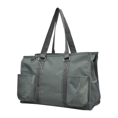 15" Solid Color Gray Zippered Caddy Organizer Tote Bag