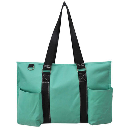 15" Solid Color Mint Zippered Caddy Organizer Tote Bag