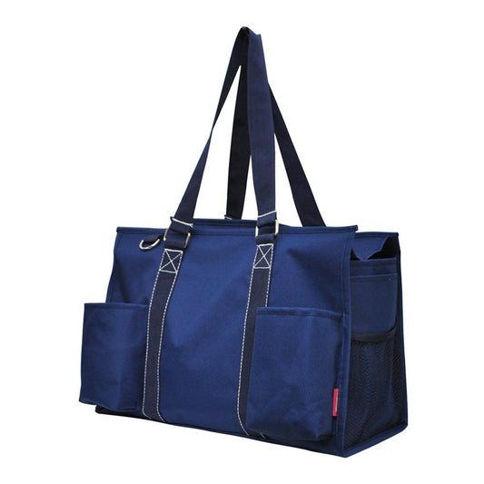 15" Solid Color Navy Zippered Caddy Organizer Tote Bag