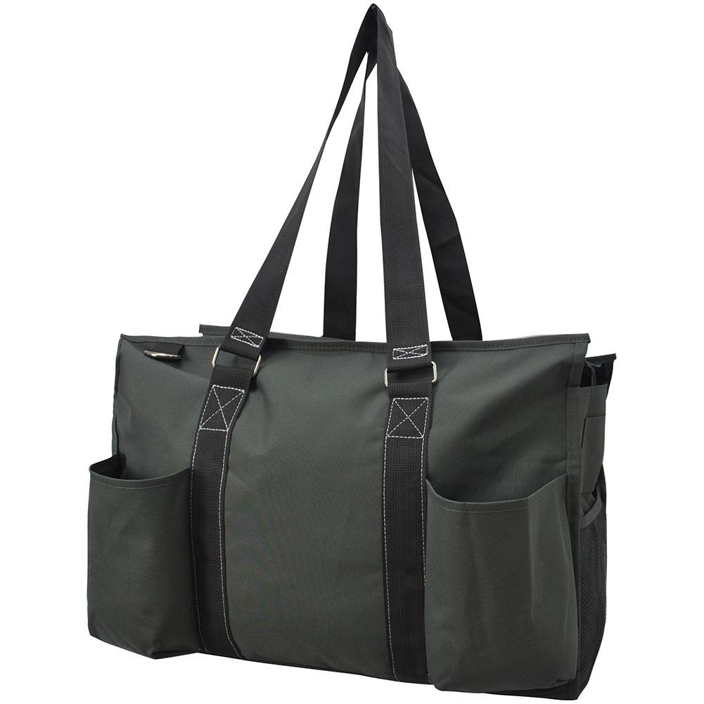 18" Solid Gray Zippered Caddy Large Organizer Tote Bag