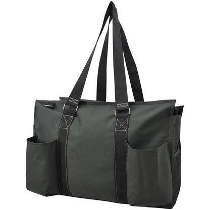 18" Solid Gray Zippered Caddy Large Organizer Tote Bag